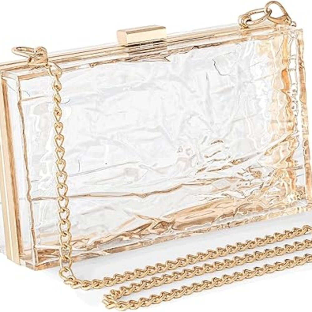 Womens Clear Purse Acrylic Evening Bags clear clutch purse Ripple Shaped Vintage